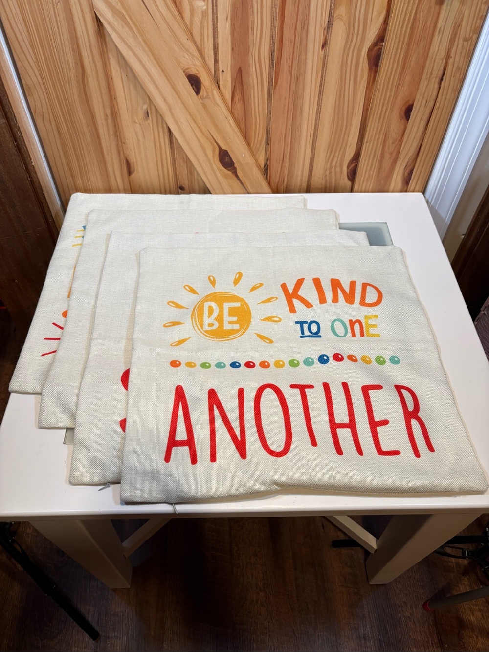 Set of Four (4) Motivational Rainbow Pillow Covers 18" x 18" Teacher Classroom
